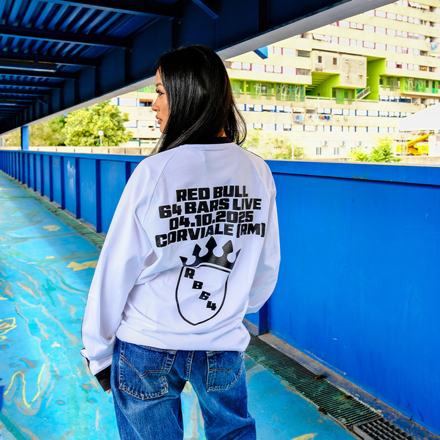 Red Bull 64 Bars Live x Adidas - Long Sleeve Adicolor 3 – Stripes (White) - immagine 2